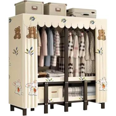 Imagem de Armário De Guarda-roupa Dobrável Fácil Guarda-roupa De Aço De Metal Armário De Guarda-roupa Grande Resistente Sem Necessidade De Instalação Para Quarto, B-130cm/51.2in