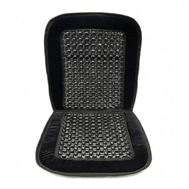 Imagem de Capa de assento de carro com contas de madeira natural com acabamento de veludo de pelúcia – Almofada refrescante massageadora para carro, caminhão, SUV ou cadeira de escritório – ajuste universal