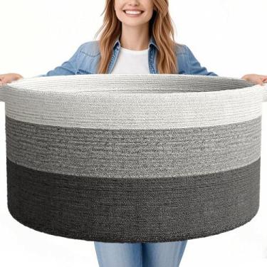 Imagem de Cesto de roupa suja GOPAS 63x41 cm Corda de algodão extra grande