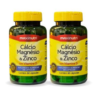 Imagem de Kit 2 Cálcio Magnésio e Zinco com Vitamina D 600mg 60 Cápsulas Maxinut