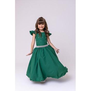 Imagem de Vestido Infantil Verde Esmeralda para Formatura Longo Dama de Honra Lu