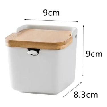 Imagem de 2X Saleiro Porcelana Para Mesa Com Tampa E Colher Açucareiro