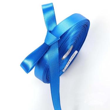 Imagem de Fita de cetim azul real de 1,27 cm x 50 metros fitas estreitas sólidas para embrulho de presente, artesanato, scrapbooking, fabricação de laços, decoração de casamento DIY