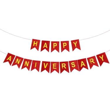 Imagem de PANRRPERS Banner de feliz aniversário, balões de casamento, festa de amor e decoração de fundo para ambientes internos e externos (vermelho brilhante)