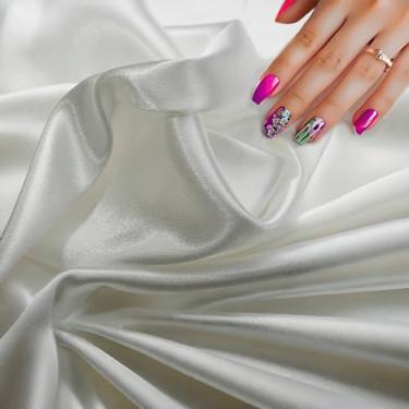 Imagem de Yoocheese Fundo de fotografia de cetim branco, fundo de estúdio profissional para arte de unhas, joias, fotos de produtos pequenos (75 x 100 cm) (branco acetinado)