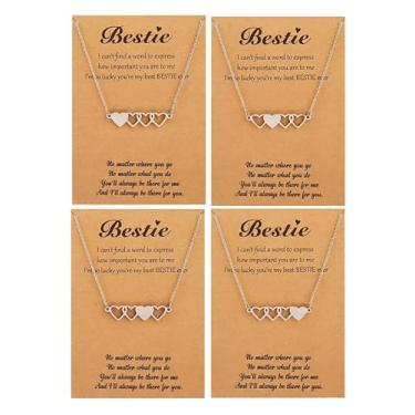 Imagem de Conjunto de colar da amizade de 2/3/4/5 correntes ajustáveis combinando melhor presente para mulheres, irmãs, melhores amigas, presente de aniversário hipoalergênico, Medium, Latão, Sem Pedra Preciosa