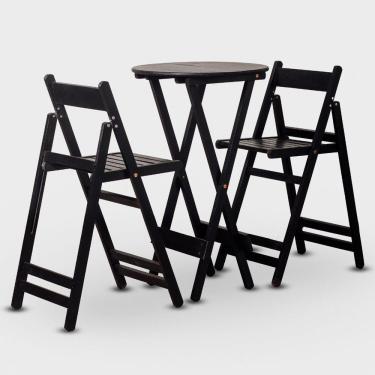 Imagem de Conjunto De Mesa Bistrô Redondo E 02 Cadeiras Cor Preta