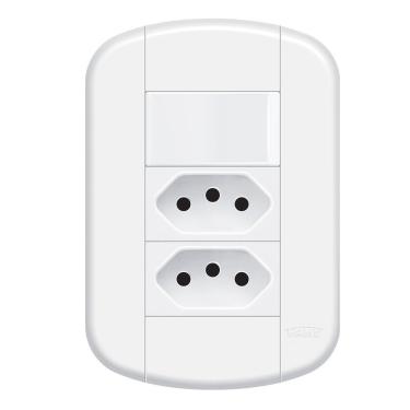 Imagem de Interruptor Simples Com Tomada Dupla 10a Fame - 3927 Blanc