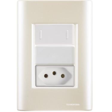 Imagem de Cj Interruptor E Tomada 10a Giz Pérola Tramontina Completo Pronto Tramontina