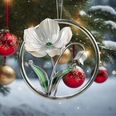 Imagem de Enfeites de Natal, flores de cristal, enfeites de árvore de Natal feitos à mão, decoração de carro e casa - presentes de Natal, decoração de artesanato em acrílico, ideias de troca de presentes para