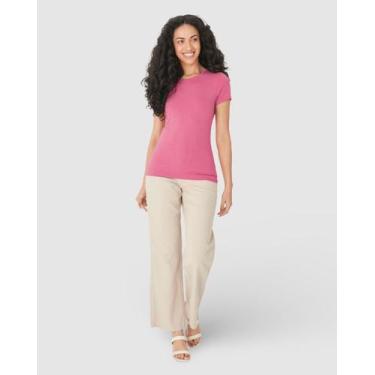 Imagem de Blusa Básica Feminina Decote Redondo Em Algodão - Malwee, Rosa, XGG