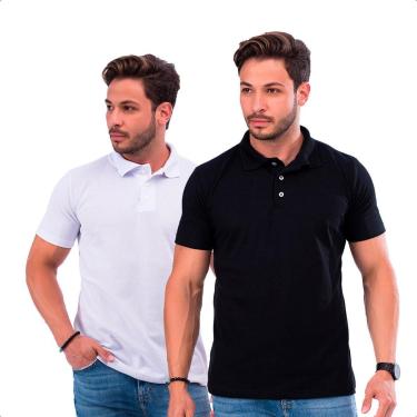Imagem de Kit 2 Camisas Gola Polo Masculina Camisetas Qualidade Piquet Básica-Masculino
