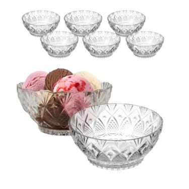 Imagem de Jogo 6 Tigela Bowl Taça de Vidro Para Servir Sorvete Sobremesa Doce 35