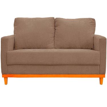 Imagem de Sofa Berlim 2 Lugares Base De Madeira Tecido Impermeavel Bege Escuro