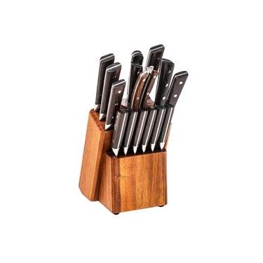 Imagem de Conjunto 16 Peças Faca e Cepo Completo Organizador Churrasco