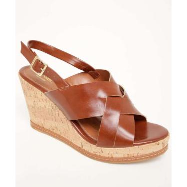 Imagem de Sandália Feminino Plataforma Tiras Transpassada-57046 - CROMIC, Marrom