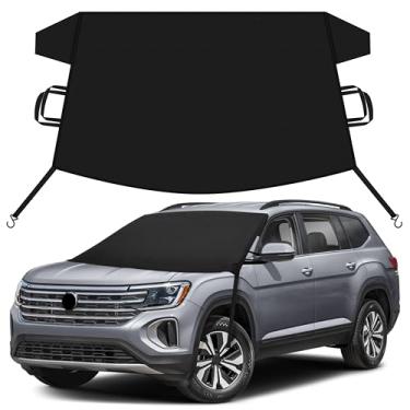 Imagem de EcoNour Capa de neve para carro compatível com Volkswagen Atlas | Capa de para-brisa para gelo e neve com tiras de gancho em S | Capa para carro de inverno Oxford 600D resistente, impermeável e