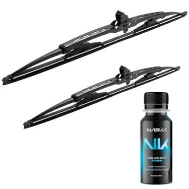 Imagem de NASKA Iron Par Palheta Limpador Para-brisa Dianteira compatível com HB20 2012 a 2019, Estrutura Ferro, Design Aerodinâmico