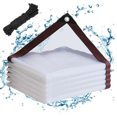 Imagem de Lona transparente à prova d'água com ilhós, lonas de plástico de vinil transparente resistente para uso ao ar livre, lonas de PVC transparentes cobertura para pátio galinheiro varanda dossel planta