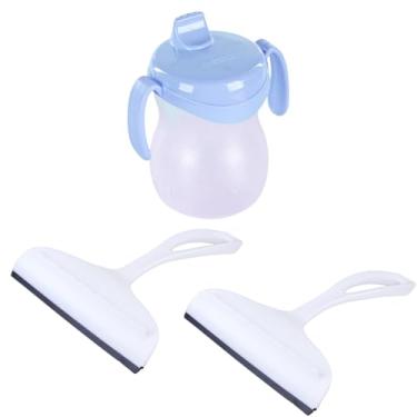 Imagem de Kit 2 Rodo de pia Branco e 1 Garrafa Plástica Infantil Azul 310ml