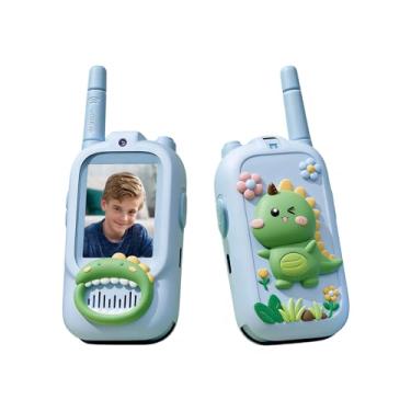 Imagem de Walkie Talkie Para Crianças - Brinquedo De 2 Peças Recarregável De Longo Alcance Com Câmera HD - Intercomunicadores Infantis com Estampa de Dinossauro,Para Meninos e Meninas de 3 a