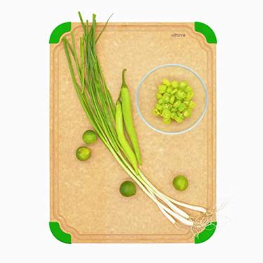 Imagem de Elihome Index Color Coded Fibra de Madeira Tábua de Corte Segura para Lava-Louças para Cozinha, Ícone de Comida, Ecológica, Sulcos de Suco, Não Poroso, Pés Antiderrapantes, Reversível, Livre de BPA, Feito nos EUA, Extra Grande 48 cm x 35 cm