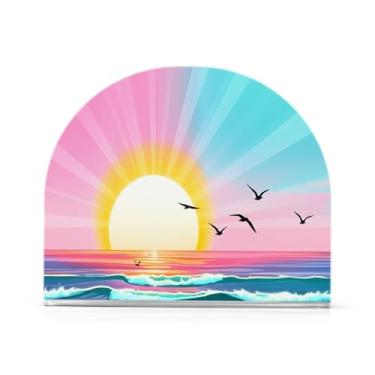 Imagem de Qilmy Porta-guardanapos acrílico Sunset Sky, suporte de lenços de mesa independente, dispensador de papel de coquetel para cozinha, jantar, restaurante, bar, decoração, 1 pacote