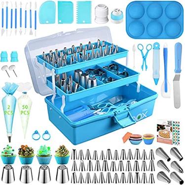 Imagem de Conjunto de Ferramentas Decoração Bolo 236 peças Suprimentos Cupcake e Biscoito Kit Confecção com Pontas Bico Caixa Arma