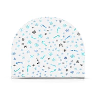 Imagem de JUZIHAI Porta-guardanapos para mesa, flocos de neve, bastões de doces, dispensador de guardanapo de acrílico, suporte de lenços de mesa independente para cozinha, jantar, bar, festa, decoração de casa