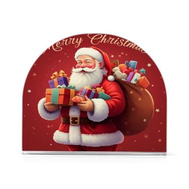 Imagem de JUZIHAI Porta-guardanapos para mesa, Papai Noel segurando presentes de Natal dispensador de guardanapo de acrílico, suporte de lenços independente de mesa para cozinha, jantar, bar, festa, decoração