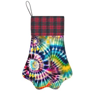 Imagem de Meias de Natal com estampa exótica tribo tie dye animais de estimação decoração de natal cães gatos árvore decoração doce presente conveniente