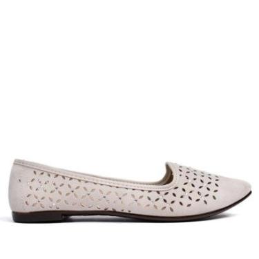 Imagem de Sapatilha Feminina Moleca Lírios Bico Fino com Pedrarias Cinza Claro-Feminino