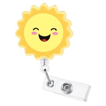 Imagem de Carretel de crachá engraçado para enfermeira do sol, bonito Happy Sunshine retrátil para identidade, crachá pediátrico, crachá Buddy para RN LPN CNA MA Peds Surg OB/GYN enfermeira estudante de