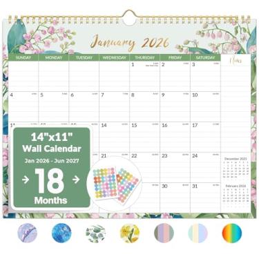 Imagem de Calendário de parede 2026, calendários Forvencer de 20 meses, novembro de 2025 a junho de 2027, agenda mensal de 35,5 x 28 cm com seção de notas de página inteira e adesivos, blocos pautados grandes