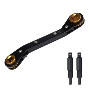 Imagem de Prozwee Conjunto de chaves de serviço HVAC, chaves catracas curvas (1/10.2 cm, 3/20.3 cm, 3/40.6 cm, 5/40.6 cm) com 2 conversores de chave hexagonal, para mini split AC e reparo de refrigeração, preto