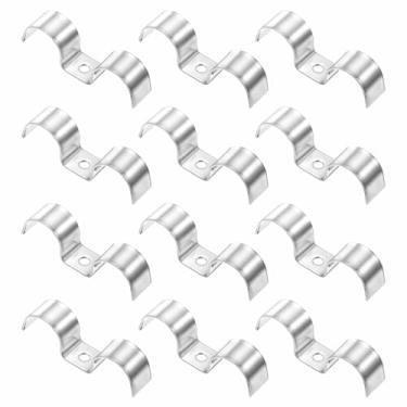 Imagem de HARFINGTON 12 peças de grampo de linha dupla de aço inoxidável de 22 mm / 7/20.3 cm, clipes de linhas de combustível, clipe de montagem em forma de M para instalação de cabo de tubulação de fio de