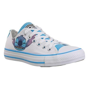 Imagem de Tênis Casual Branco e Azul Kids Stitch Cadarço | All Star-Feminino
