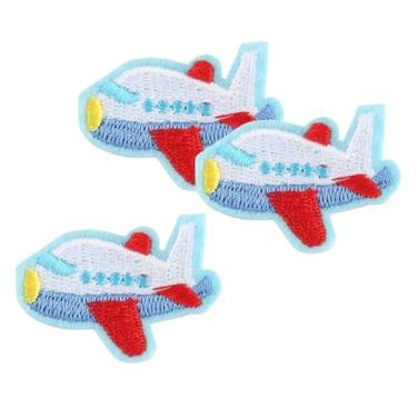 Imagem de Mini avião fofo bordado ferro em costurar aplique de desenho animado tecido decoração roupas jaquetas jeans moletons chapéus bolsas mochila (3 peças)
