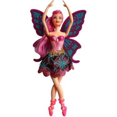 Imagem de Boneca Bailarina Fada Articulada 30cm com Asas Brilhantes e Acessórios • Brinquedo Infantil Educativo