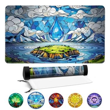 Imagem de FROGIGO Island Stained Glass Playmat for MTG – 24"x14" Fantasy Ocean Game Mat with Prismatic Playmat Tube, Non-Slip Surface for Magic The Gathering Players