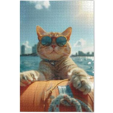 Imagem de Engraçado gato fofo quebra-cabeça 1000 quebra-cabeças para adultos jogo arte divertida arte animal impressão, 75 cm x 50 cm