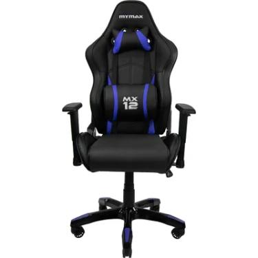 Imagem de Cadeira Gamer Mymax MX12, Até 150 Kg, Giratória, Preto e Azul