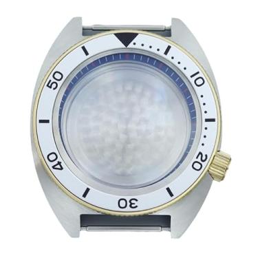 Imagem de FEIYASHI Caixa de relógio modificada à prova d'água de aço 10 ATM de 41 mm para NH35 NH34 NH36 Movimento SKX Abalone acessórios de relógio, Prata e ouro 8, Black Chapter Ring, Caixa de relógio de luxo