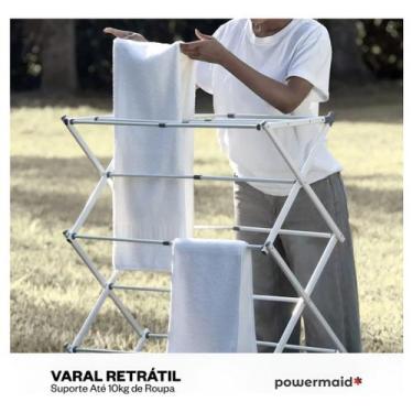 Imagem de Varal Vertical Retrátil de Chão - Branco - POWER MAID
