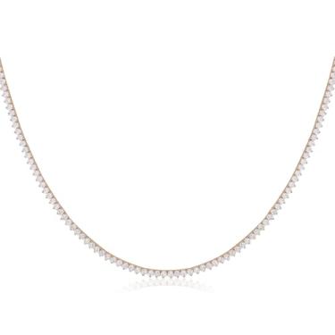 Imagem de DOJUTI Colares de tênis clássicos com zircônia cúbica redonda de 4 mm, banhado a ouro branco 18K, tamanhos 40 a 45 cm, 3 pinos, 16 inches, Latão, Zircônia cúbica