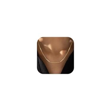 Imagem de GRCLD Colar de prata dourado delicado para mulheres, não mancha, colar simples de corrente banhada a ouro 14K, joia minimalista elegante para uso diário, 16, Latão, Sem Pedra Preciosa