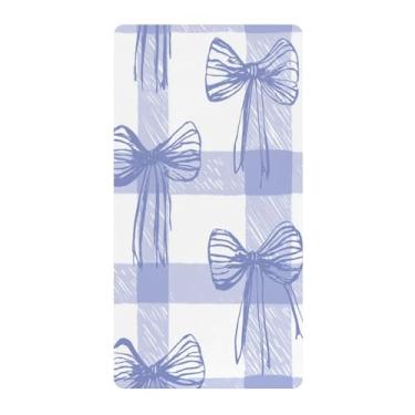 Imagem de Blueangle Lençol de berço padrão para berço infantil - Lençóis de algodão macio e respirável com laço azul pastel (501)