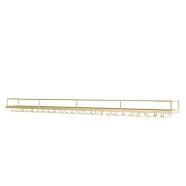 Imagem de Prateleiras de barra de parede LED dourado para exibição de garrafas de vinho - Rack de armazenamento de garrafa de vinho de ferro, suporte de vinho de parede para cozinha, sala de jantar, sala de