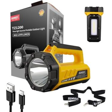 Imagem de SUNREI Lanterna LED recarregável de 1200 lm, 8 modos de luz, lanterna portátil de acampamento, carregador portátil de 10400 mAh, IP67 à prova d'água para emergências, falhas de energia, emergência de