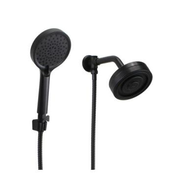 Imagem de Ducha Autolimpante Preto Fosco em ABS com Ducha de Mão em ABS Redonda 